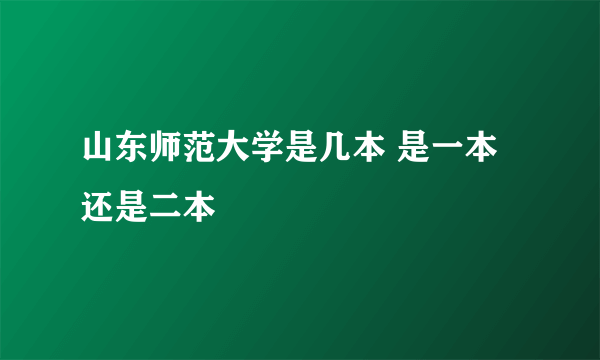 山东师范大学是几本 是一本还是二本