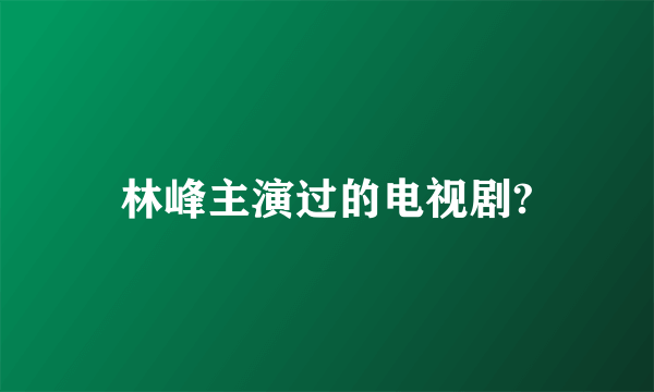 林峰主演过的电视剧?