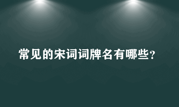 常见的宋词词牌名有哪些？