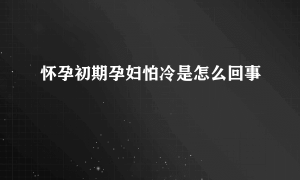 怀孕初期孕妇怕冷是怎么回事