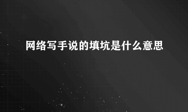 网络写手说的填坑是什么意思