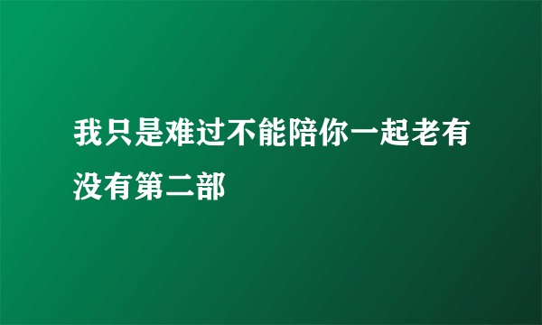 我只是难过不能陪你一起老有没有第二部