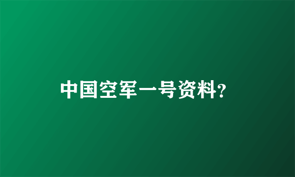 中国空军一号资料？