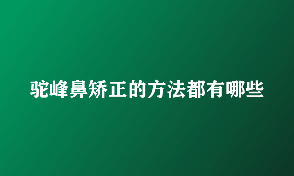 驼峰鼻矫正的方法都有哪些