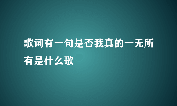 歌词有一句是否我真的一无所有是什么歌