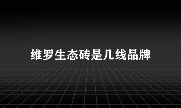 维罗生态砖是几线品牌