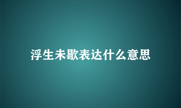 浮生未歇表达什么意思