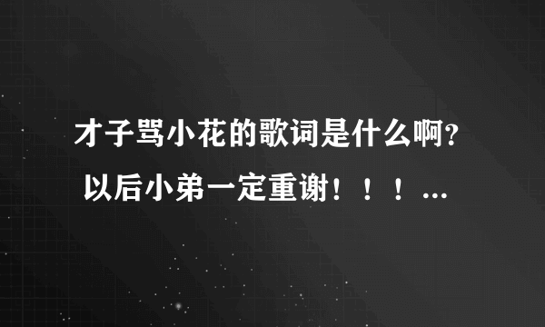 才子骂小花的歌词是什么啊？ 以后小弟一定重谢！！！！！！！！！