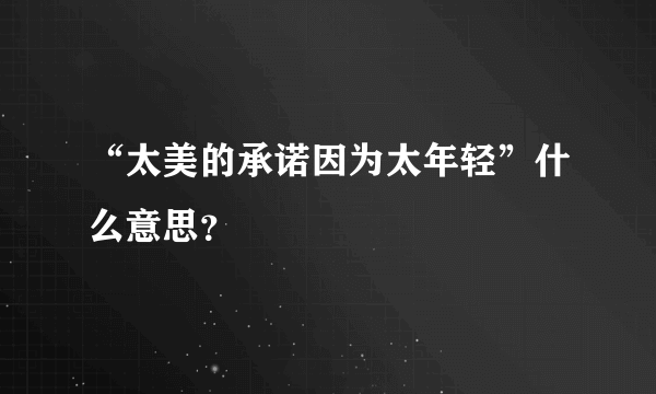 “太美的承诺因为太年轻”什么意思？