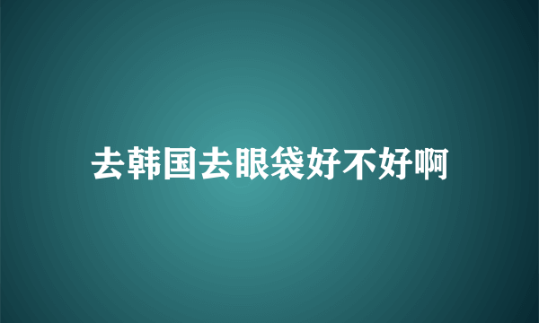 去韩国去眼袋好不好啊