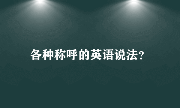 各种称呼的英语说法？