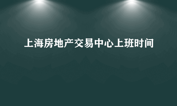 上海房地产交易中心上班时间