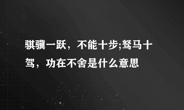 骐骥一跃，不能十步;驽马十驾，功在不舍是什么意思