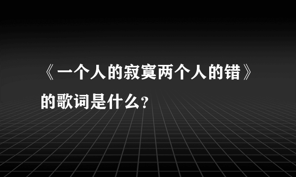 《一个人的寂寞两个人的错》的歌词是什么？