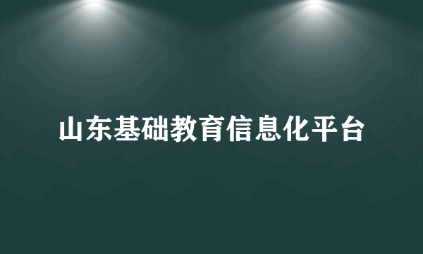 山东基础教育信息化平台