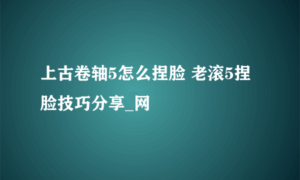 上古卷轴5怎么捏脸 老滚5捏脸技巧分享_网