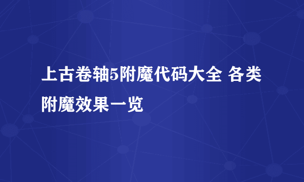 上古卷轴5附魔代码大全 各类附魔效果一览