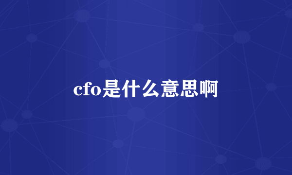 cfo是什么意思啊