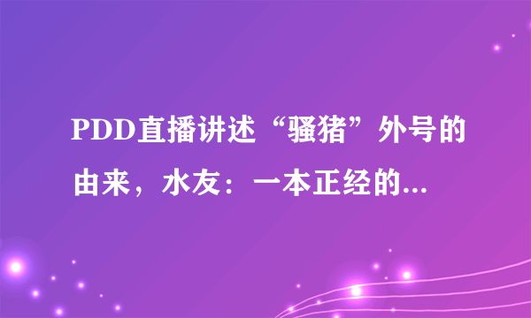 PDD直播讲述“骚猪”外号的由来，水友：一本正经的胡说八道？