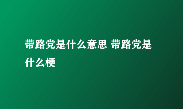 带路党是什么意思 带路党是什么梗