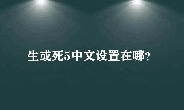 生或死5中文设置在哪？