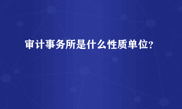 审计事务所是什么性质单位？