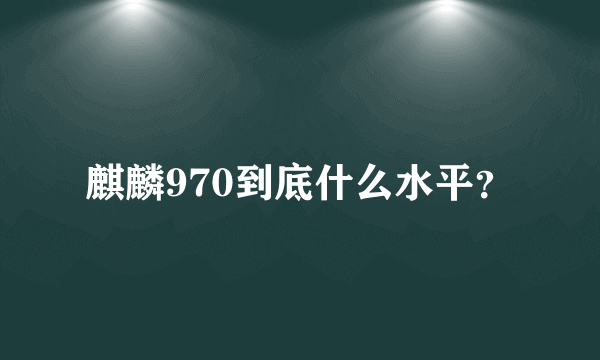 麒麟970到底什么水平？