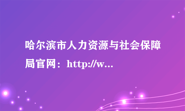 哈尔滨市人力资源与社会保障局官网：http://www.hrb-labor.org.cn/