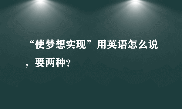 “使梦想实现”用英语怎么说，要两种？