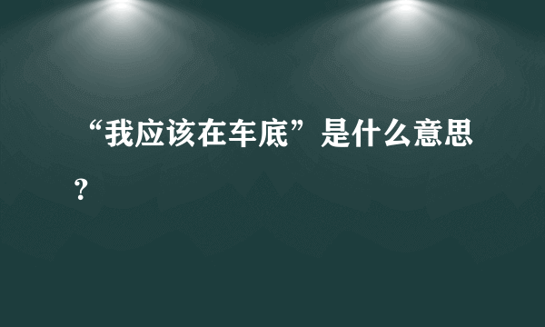 “我应该在车底”是什么意思？