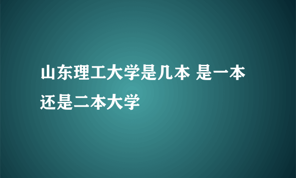 山东理工大学是几本 是一本还是二本大学