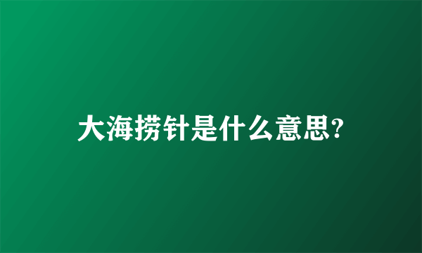 大海捞针是什么意思?