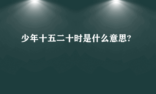 少年十五二十时是什么意思?