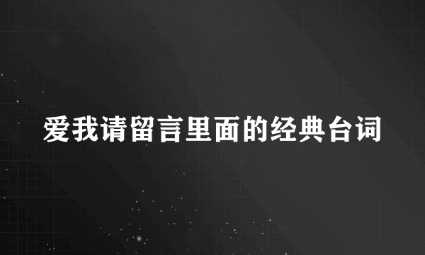 爱我请留言里面的经典台词