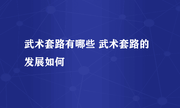 武术套路有哪些 武术套路的发展如何