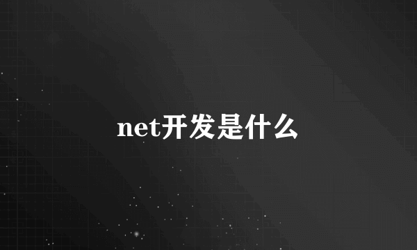 net开发是什么