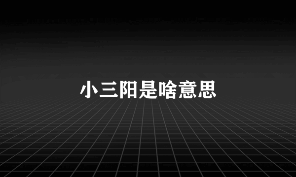 小三阳是啥意思