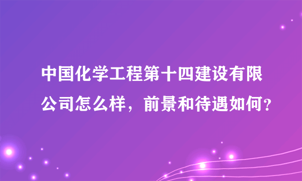 中国化学工程第十四建设有限公司怎么样，前景和待遇如何？