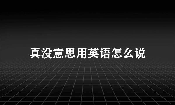 真没意思用英语怎么说