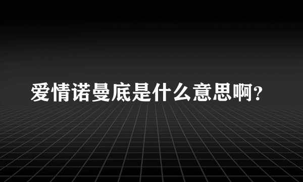 爱情诺曼底是什么意思啊？