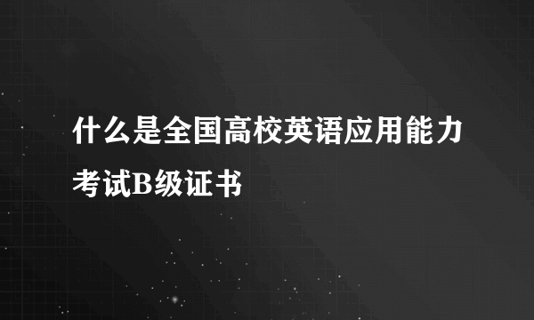 什么是全国高校英语应用能力考试B级证书