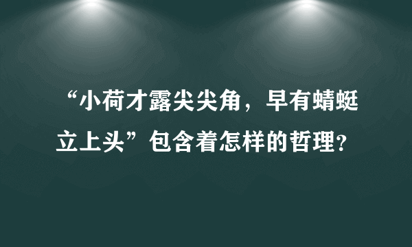 “小荷才露尖尖角，早有蜻蜓立上头”包含着怎样的哲理？