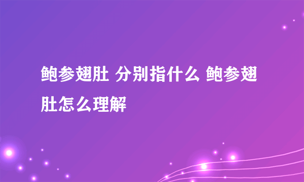 鲍参翅肚 分别指什么 鲍参翅肚怎么理解