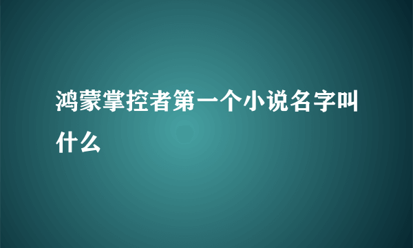 鸿蒙掌控者第一个小说名字叫什么