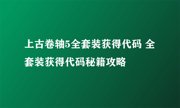 上古卷轴5全套装获得代码 全套装获得代码秘籍攻略