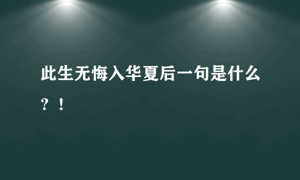 此生无悔入华夏后一句是什么？！