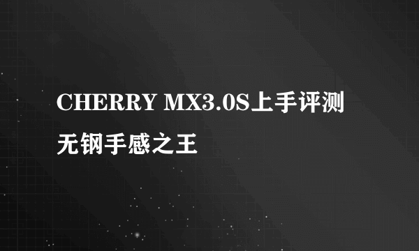 CHERRY MX3.0S上手评测 无钢手感之王