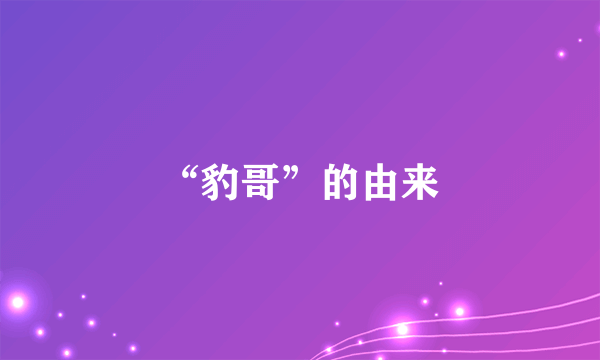 “豹哥”的由来