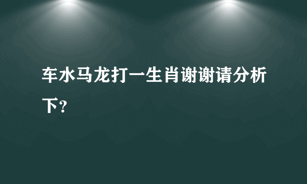 车水马龙打一生肖谢谢请分析下？