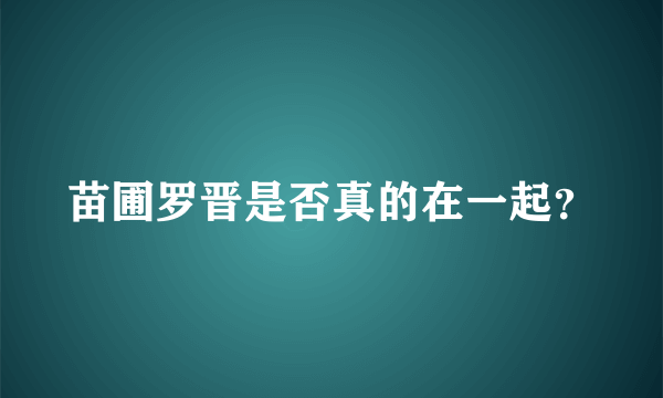 苗圃罗晋是否真的在一起？